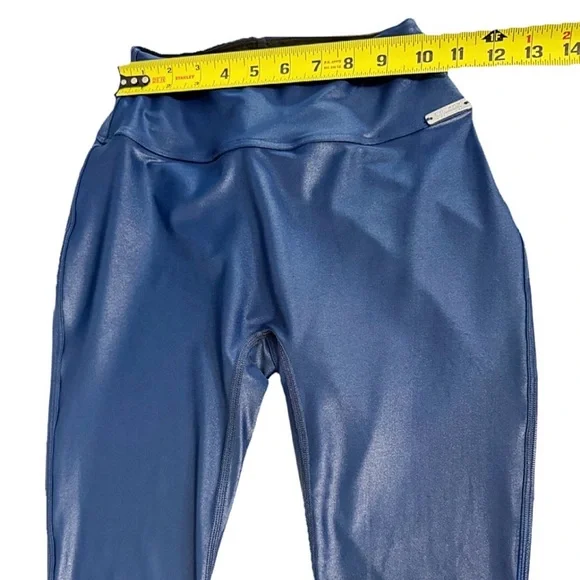 Bombshell Sportswear Blue Shimmer Leggings Size M Made in USA - Picture 11 of 13